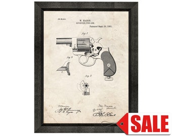 Mason Revolving firearm Patent Print Poster - 1881 - Historical Vintage Wall Art - Great Gift Idea