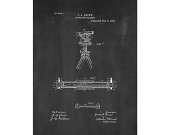 Surveyor's Transit Patent Print Poster - 1891 -  Historical Vintage Wall Art