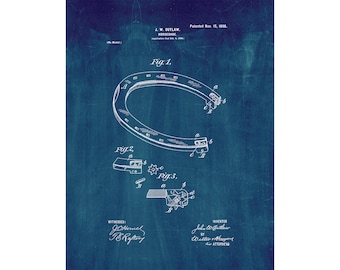 Horseshoe Patent Print Poster - 1898 -  Historical Vintage Wall Art