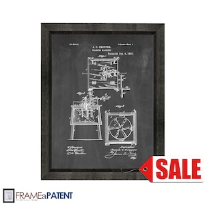 Washing Machine Patent Print Poster - 1887 - Historical Vintage Wall Art - Great Gift Idea