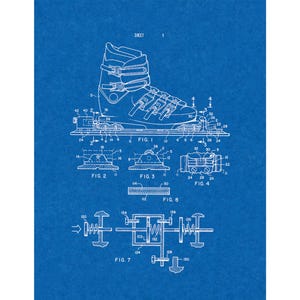 Releasable Ski Binding Device Patent Print Poster - 1975 -  Historical Vintage Wall Art