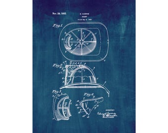 Cairns Fireman's Helmet Patent Print Poster - 1932 -  Historical Vintage Wall Art