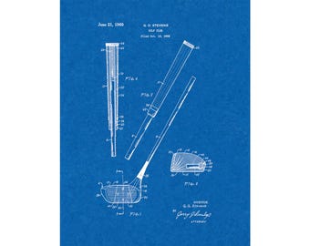 Golf Club Patent Print Poster - 1960 -  Historical Vintage Wall Art