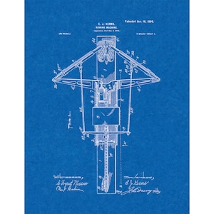 Rowing Machine Patent Print Poster - 1900 -  Historical Vintage Wall Art