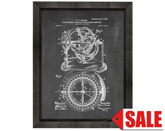 Stellar Compass And Great-circle-course Projector Patent Print Poster - 1902 - Historical Vintage Wall Art - Great Gift Idea