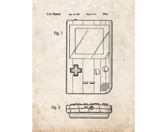 Nintendo Gameboy Patent Print Poster - 1997 -  Historical Vintage Wall Art