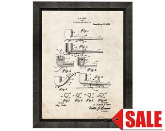 Pipe Patent Print Poster - 1920 - Historical Vintage Wall Art - Great Gift Idea