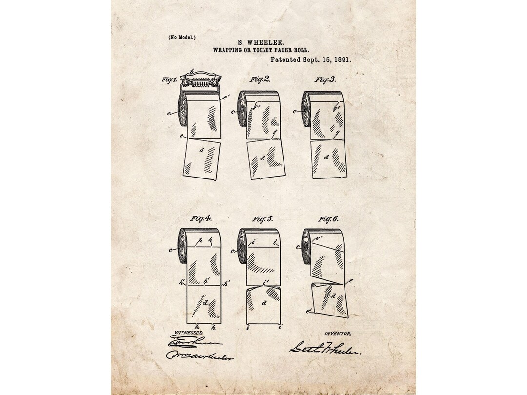 Toilet Paper Roll Patent Print Poster - 1891 - Historical Vintage Wall ...
