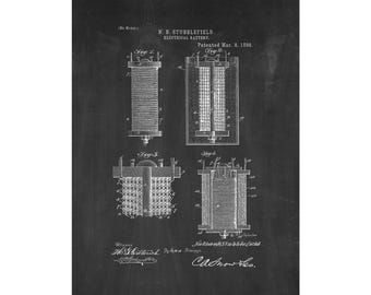 Electrical Battery Patent Print Poster - 1898 -  Historical Vintage Wall Art