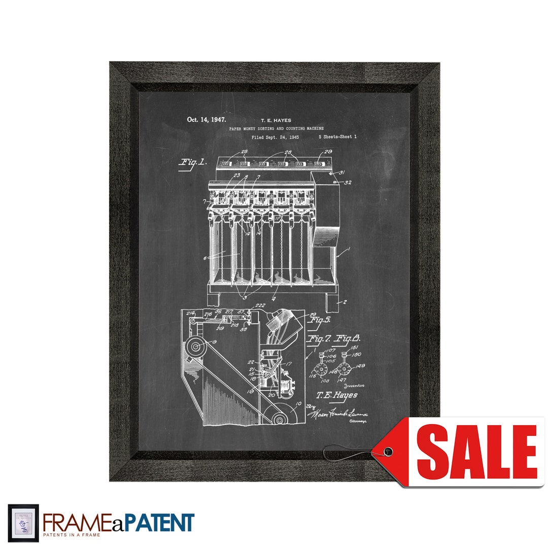 Paper Money Sorting and Counting Machine Patent Print Poster 1947 ...