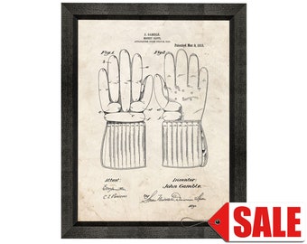 Hockey Glove Patent Print Poster - 1915 - Historical Vintage Wall Art - Great Gift Idea