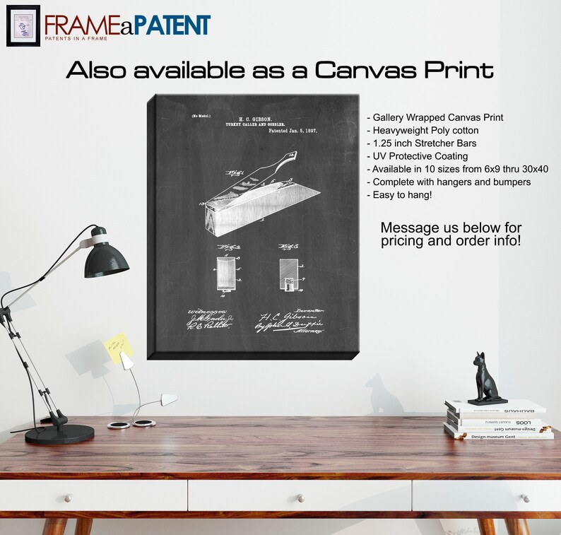 Historical Vintage Wall Art 1897 Great Gift Idea Turkey Call Patent Print Poster