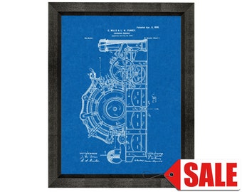 Carding Engine Patent Print Poster - 1899 - Historical Vintage Wall Art - Great Gift Idea