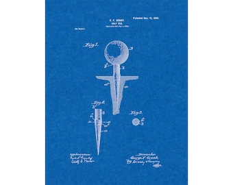 Golf Tee Patent Print Poster - 1899 -  Historical Vintage Wall Art