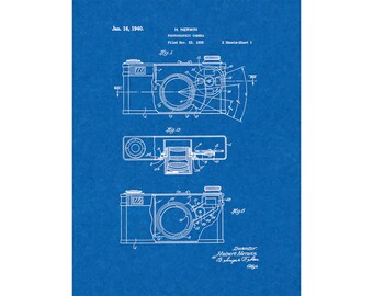 Photographic Camera Patent Print Poster - 1940 -  Historical Vintage Wall Art