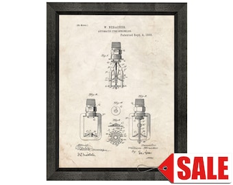 Automatic Fire Sprinkler Patent Print Poster - 1888 - Historical Vintage Wall Art - Great Gift Idea