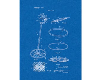 Metal Detector Patent Print Poster - 1972 -  Historical Vintage Wall Art