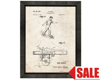 Skateboard Brake Patent Print Poster - 1966 - Historical Vintage Wall Art - Great Gift Idea