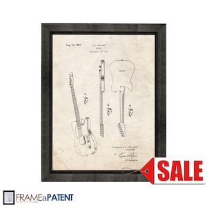 The Clarence Fender Telecaster Patent Print Poster - 1951 - Historical Vintage Wall Art - Great Gift Idea