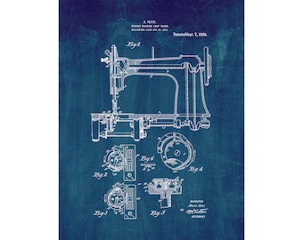 Sewing Machine Patent Print Poster - 1920 -  Historical Vintage Wall Art
