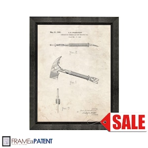 Combination Fireman&#39;s Ax And Wrecking Tool Patent Print Poster - 1940 - Historical Vintage Wall Art - Great Gift Idea