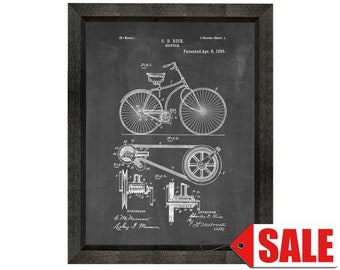Bicycle Patent Print Poster - 1890 - Historical Vintage Wall Art - Great Gift Idea