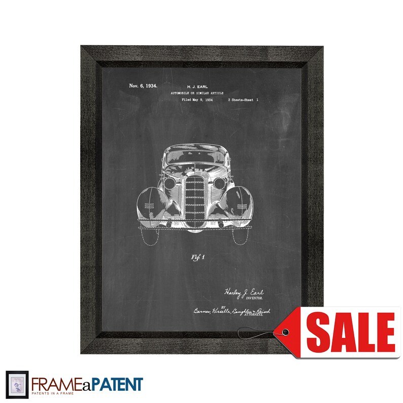 Automobile Patent Print Poster 1934 Historical Vintage Wall Art Great Gift Idea image 1