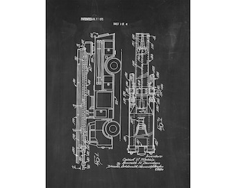 Fire Fighting Apparatus With Telescoping Boom Patent Print Poster - 1972 -  Historical Vintage Wall Art
