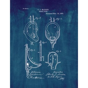 Urinal Bowl Patent Print Poster - 1893 -  Historical Vintage Wall Art