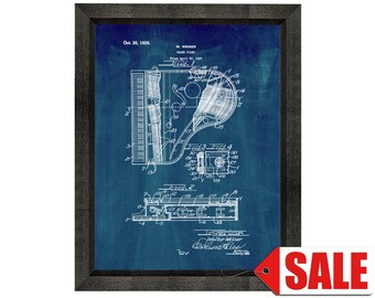Grand Piano Patent Print Poster - 1928 - Historical Vintage Wall Art - Great Gift Idea