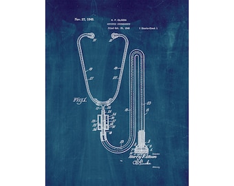 Stethoscope Patent Print Poster - 1945 -  Historical Vintage Wall Art