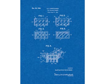 Building Blocks Toy Building Block Element Patent Print Poster - 1964 -  Historical Vintage Wall Art