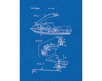 Small Watercraft Starting Arrangement Jetski Patent Print Poster - 1984 -  Historical Vintage Wall Art