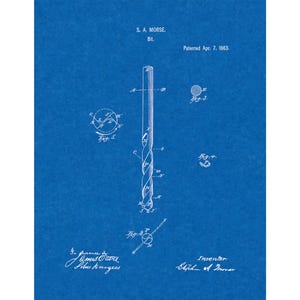 Drill Bit Patent Print Poster - 1863 -  Historical Vintage Wall Art