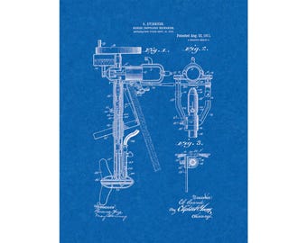Evinrude Marine Propulsion Mechanism Patent Print Poster - 1911 -  Historical Vintage Wall Art