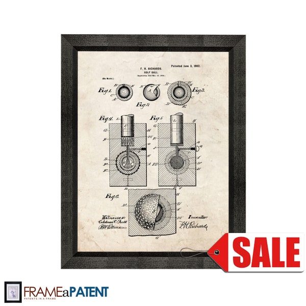 Golf Ball Patent Print Poster - 1902 - Historical Vintage Wall Art - Great Gift Idea