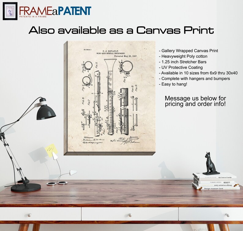 Clarinet Patent Print Poster 1897 Historical Vintage Wall Art Great Gift Idea image 7