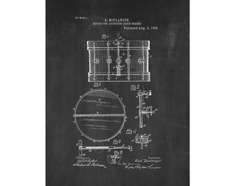 Snare Drum Patent Print Poster - 1892 -  Historical Vintage Wall Art