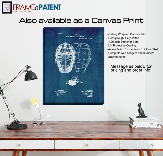 1883 Baseball Catchers Mask Patent Print Art Drawing Poster 18X24