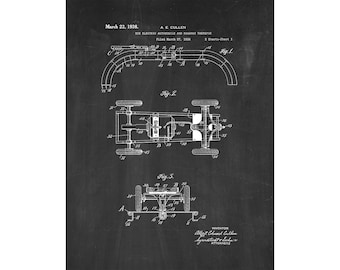 Toy Electric Automobile And Roadway Patent Print Poster - 1938 -  Historical Vintage Wall Art