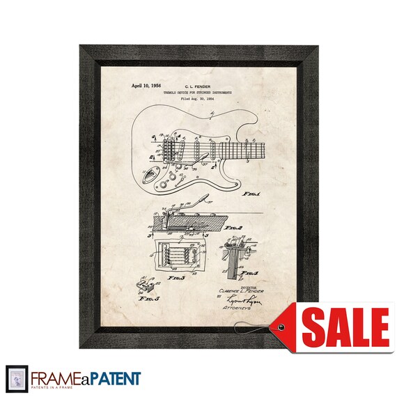 Clarence Fender Stratocaster Patent Print Chalkboard