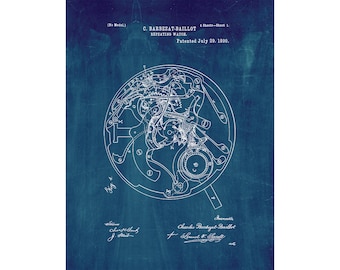 Repeating Watch Patent Print Poster - 1890 -  Historical Vintage Wall Art
