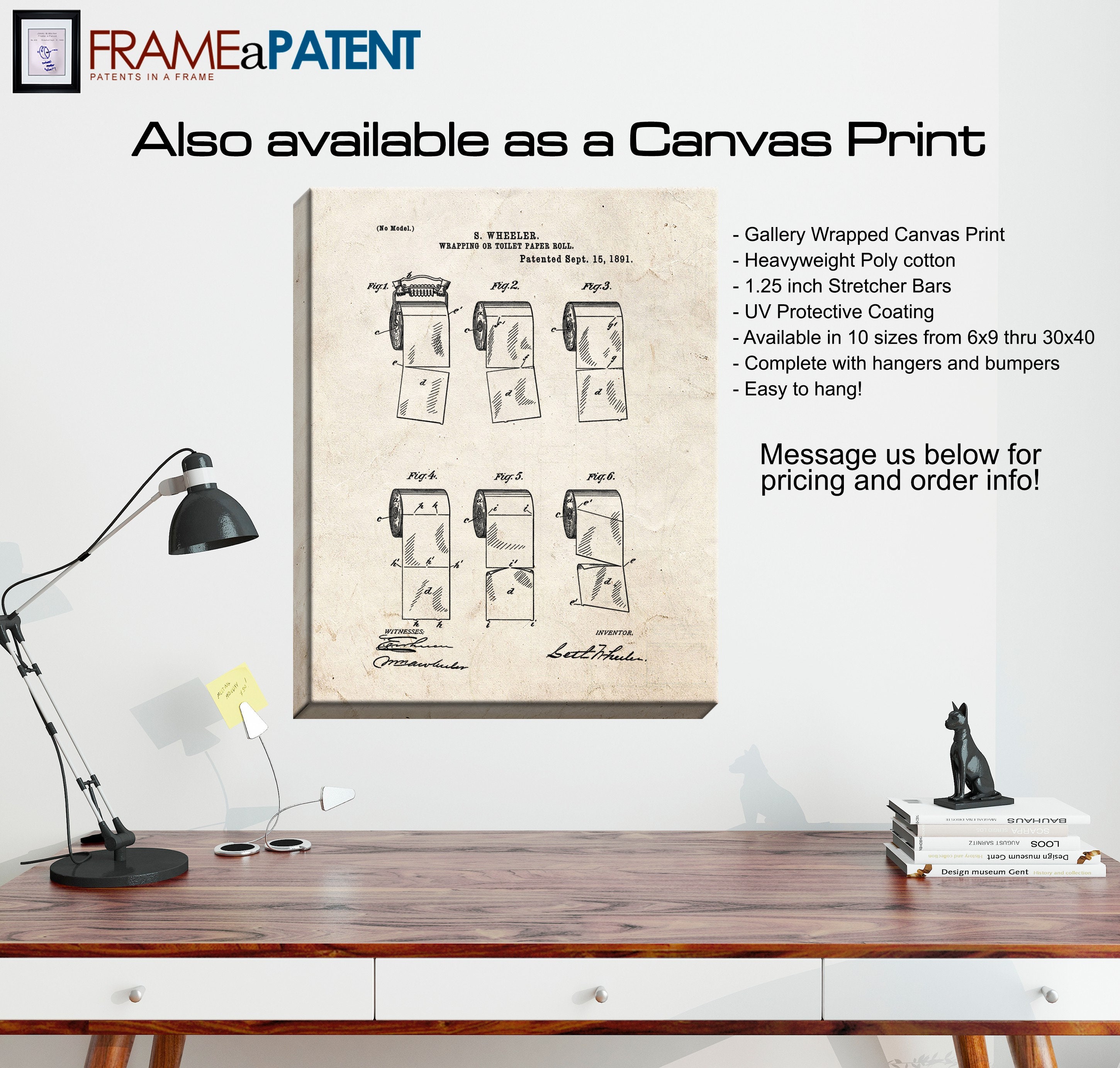 Toilet Paper Roll Patent Print Poster - 1891 - Historical Vintage Wall ...