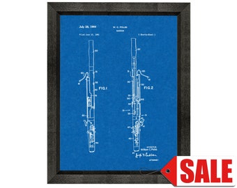 Bassoon Patent Print Poster - 1964 - Historical Vintage Wall Art - Great Gift Idea