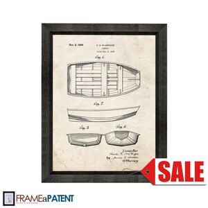 Rowboat Patent Print Poster - 1938 - Historical Vintage Wall Art - Great Gift Idea