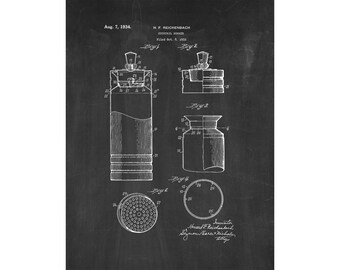 Cocktail Shaker Patent Print Poster - 1934 -  Historical Vintage Wall Art