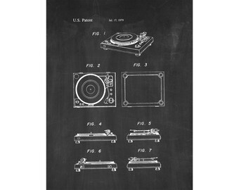 Record Player Patent Print Poster - 1979 -  Historical Vintage Wall Art