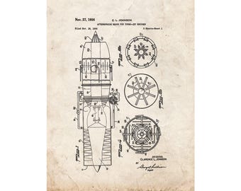 Afterburning Means For Turbo-jet Engines Patent Print Poster - 1956 -  Historical Vintage Wall Art
