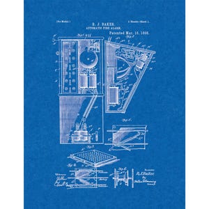 Automatic Fire Alarm Patent Print Poster - 1898 -  Historical Vintage Wall Art