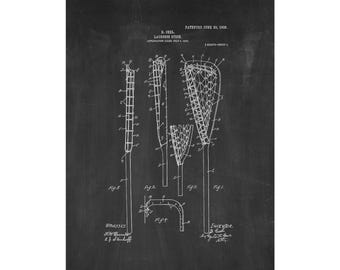 Lacrosse Stick Patent Print Poster - 1908 -  Historical Vintage Wall Art